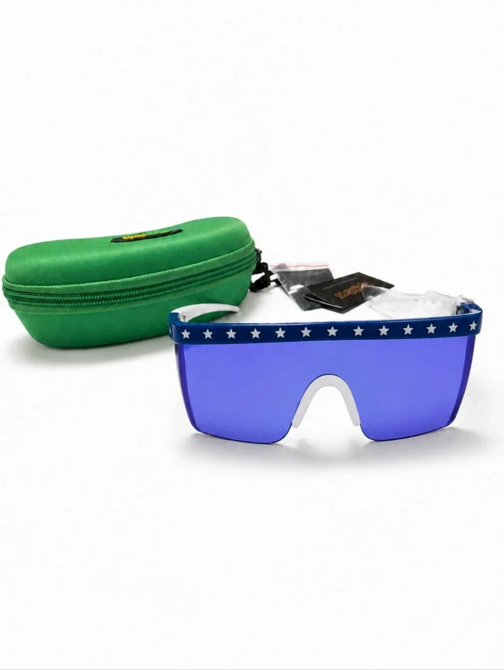 Tipsy Elves Say Can You See Blue Star Shield Sunglasses With Case New